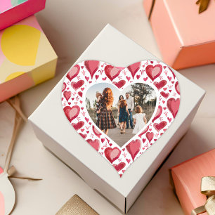 Sticker Cœur Red Heart Motif Famille Photo Saint Valentin`s day