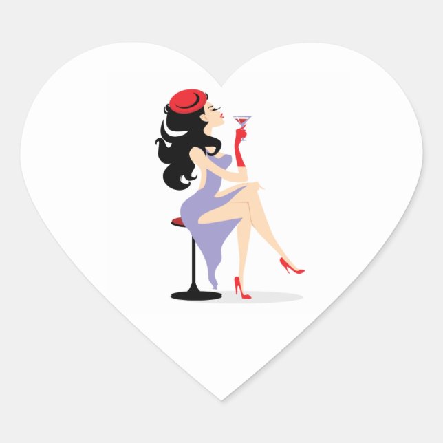 STICKER CŒUR REDHAT09 FASHIONISTA DIVA RED CASQUETTE HEELS PURP (Devant)