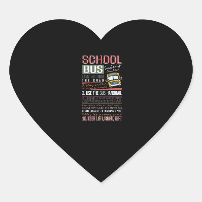 Sticker Cœur Règles de sécurité des autobus scolaires T, Conduc (Devant)