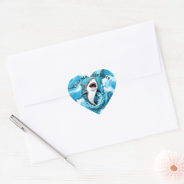 Sticker Cœur Rejoignez-nous pour un requin mordant (Enveloppe)