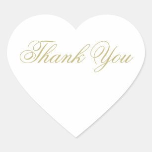Sticker Cœur Remerciements de mariage élégants blanc et or