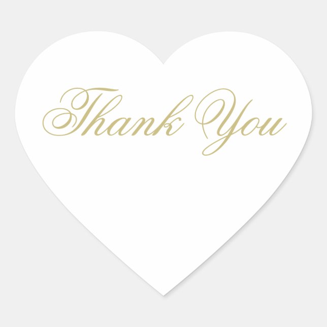 Sticker Cœur Remerciements de mariage élégants blanc et or (Devant)