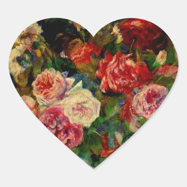Sticker Cœur Renoir - Rose, célèbre peinture, (Devant)
