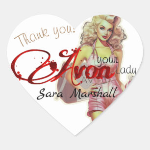 Sticker Cœur Retro Avon Merci