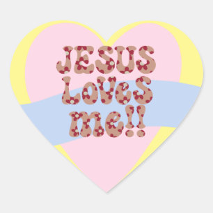 Sticker Cœur Retro Jésus m'aime