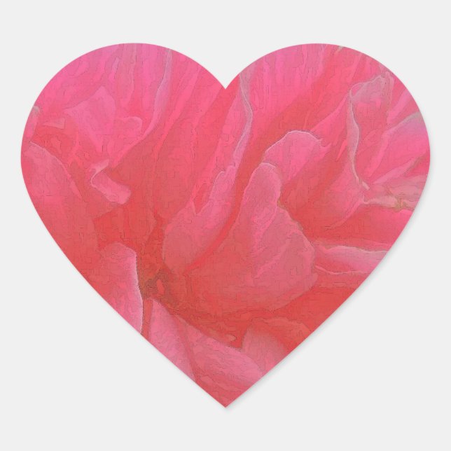 Sticker Cœur Rhapsodie florale en magenta et rouge (Devant)