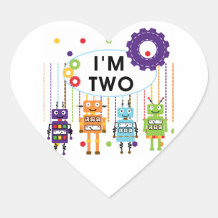 Sticker Cœur Robot 2e chemises et cadeaux d'anniversaire