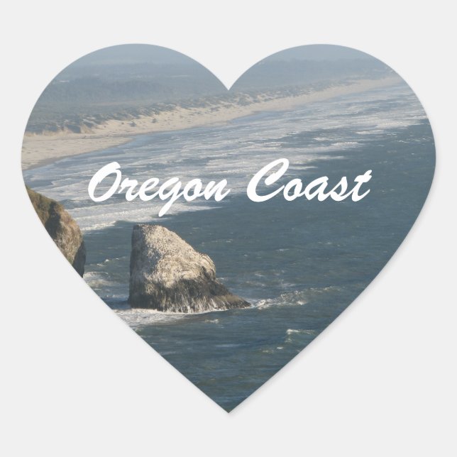 Sticker Cœur Rochers de la côte de l'Oregon (Devant)