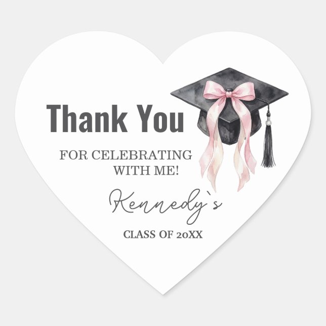 Sticker Cœur Romantic Graduation Sticker- Black Cap (Devant)