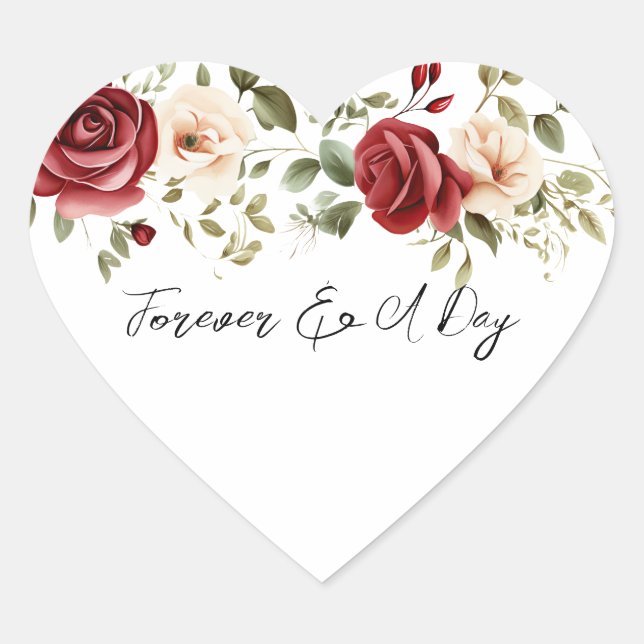 Sticker Cœur Romantique Crème rouge Rose Mariage (Devant)