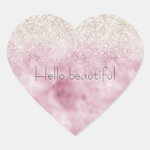 Sticker Cœur Romantique Glam rose Parties scintillant blanche é