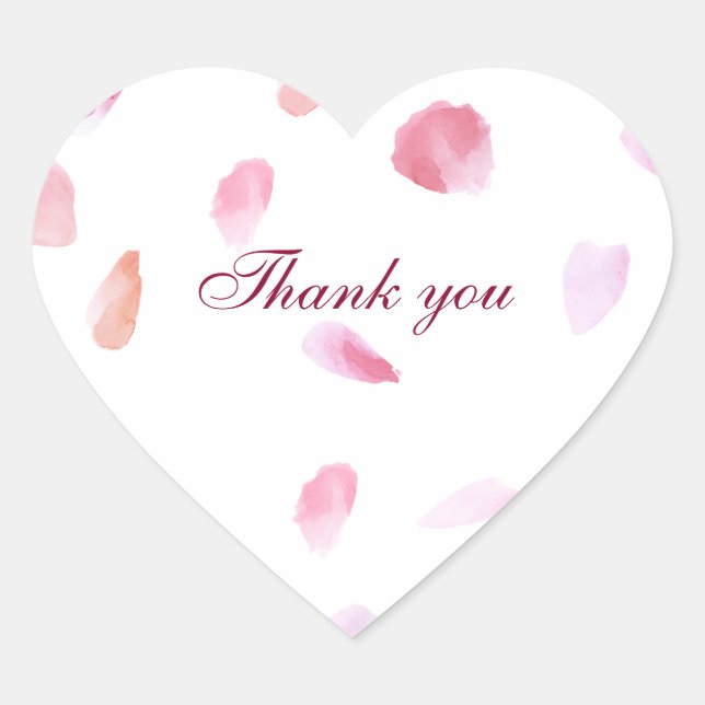 Sticker Cœur Romantique Rose Petals merci (Devant)