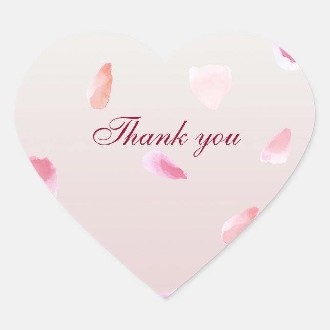 Sticker Cœur Romantique Rose Petals merci (Devant)