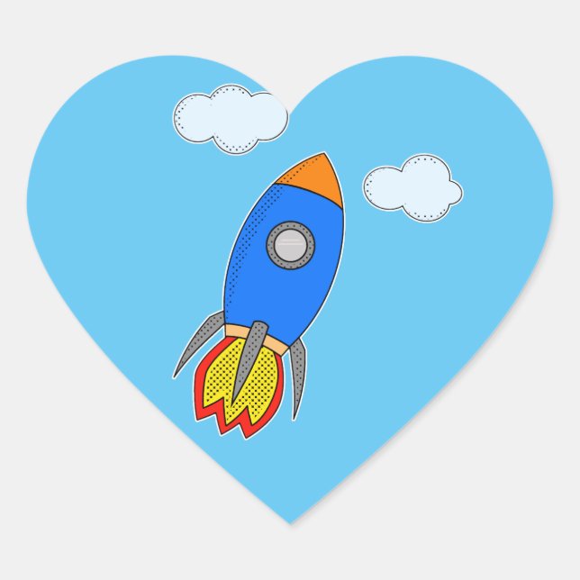Sticker Cœur Roquette D'Espace De Cartographie Dans Le Ciel Ble (Devant)