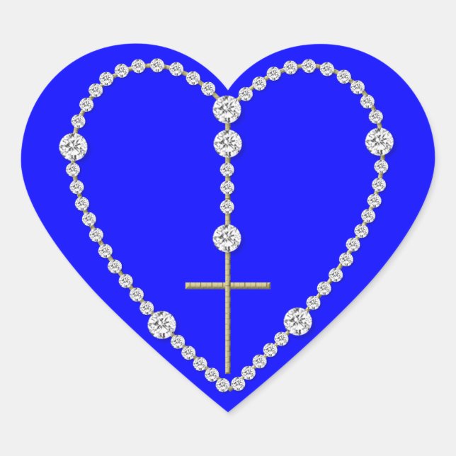 Sticker Cœur Rosaire Diamond - Salut Marie Pleine de grâce (Devant)