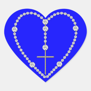 Sticker Cœur Rosaire Diamond - Salut Marie Pleine de grâce