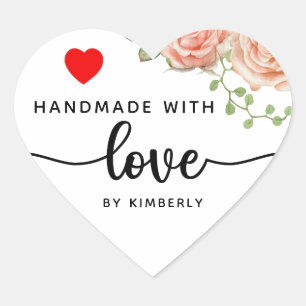 Sticker Cœur Rose artisanal avec amour
