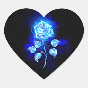 Sticker Cœur Rose bleu brûlant