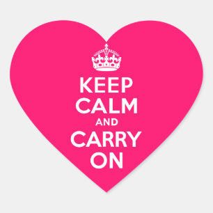 Sticker Cœur Rose Chaud Gardez le calme et continuer
