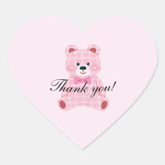 Sticker Cœur Rose En vichy Teddy