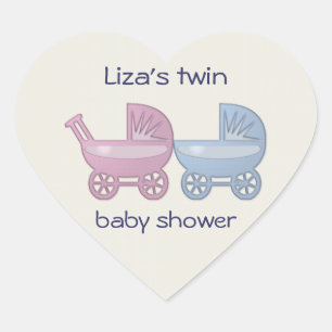 Sticker Cœur rose et bleu bébé buggy