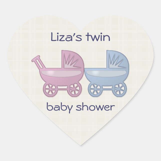Sticker Cœur rose et bleu bébé buggy (Devant)