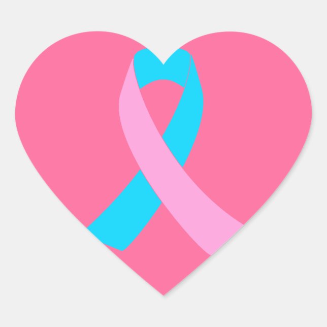 Sticker Cœur Rose et bleu - Ruban de sensibilisation à l'infert (Devant)