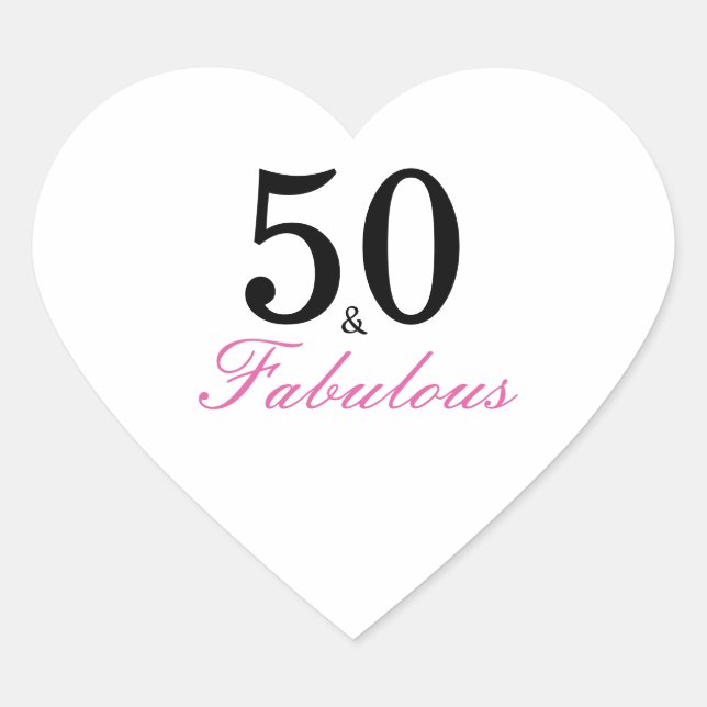 Sticker Cœur Rose et noir 50 et fabuleux Anniversaire Classic R (Devant)