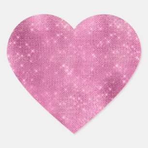 Sticker Cœur Rose Féminin Pailleté Étincelant