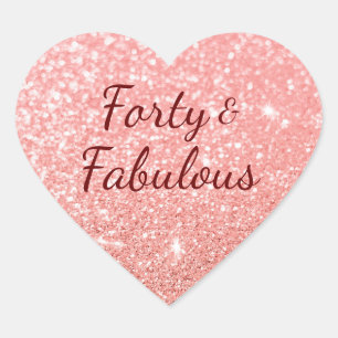 Sticker Cœur Rose Gold Blush Faux Parties scintillant Bokeh 40 