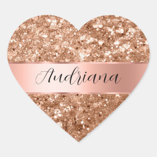 Sticker Cœur Rose Gold Glam Chunky Parties scintillant Nom
