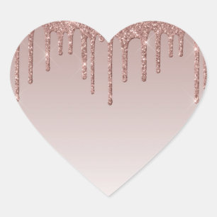 Sticker Cœur Rose Gold Glitter Liquide Drips