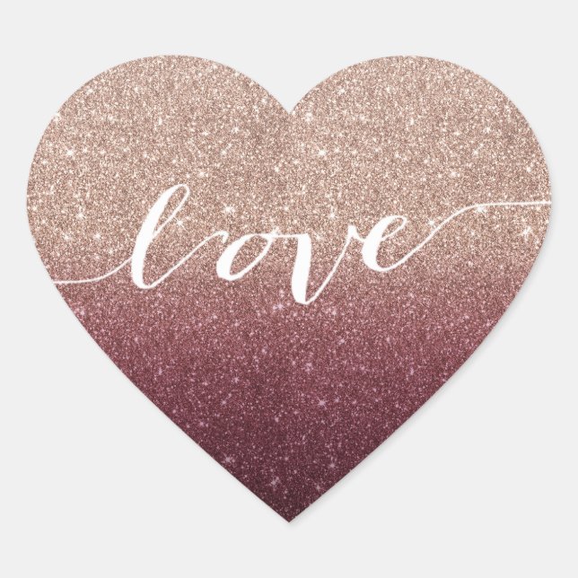 Sticker Cœur Rose Gold Parties scintillant Ombre Love Wedding F (Devant)