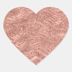 Sticker Cœur Rose Gold Rose Glam Glitter Zebra Print