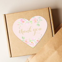 Rose Pâle et Fleurs Dorées Merci