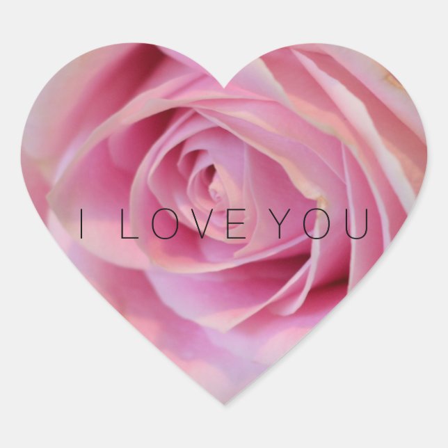 Sticker Cœur Rose rose (Devant)