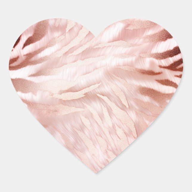 Sticker Cœur Rose rose blanc Zebra Animal (Devant)