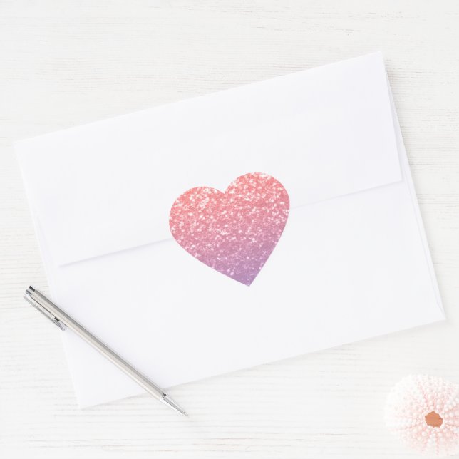 Sticker Cœur Rose rose violet lavande faux pétille parties scin (Enveloppe)