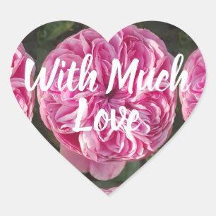 Sticker Cœur Rose Vintage Fleur à fleurs Rose avec amour