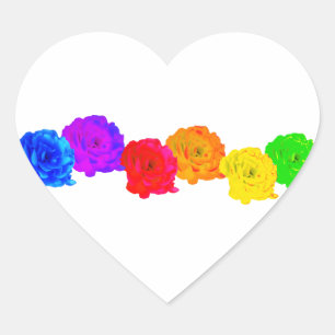 Sticker Cœur Roses arc-en-ciel
