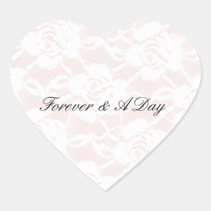 Sticker Cœur Roses blanches romantiques Mariage rose pâle