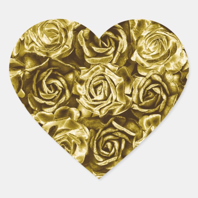 Sticker Cœur Roses d'or (Devant)