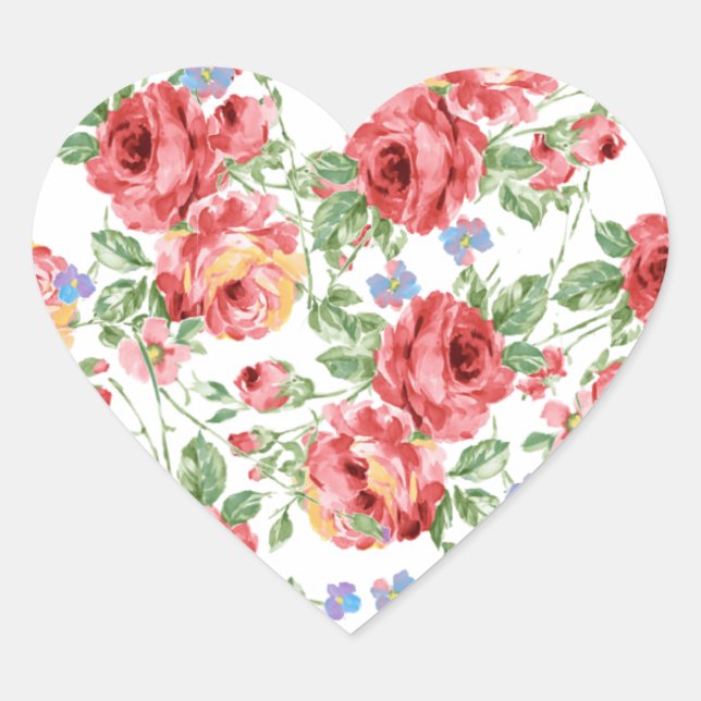 Sticker Cœur Roses éparpillés par BobCatDesign (Devant)