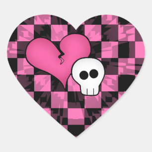 Sticker Cœur Roses indien punks mignonnes et crâne hearted
