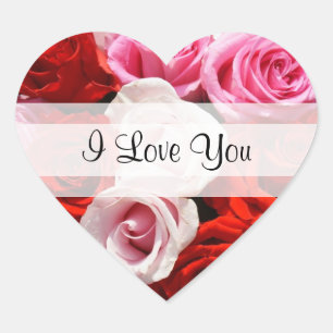Sticker Cœur Roses personnalisés "Je t'aime"