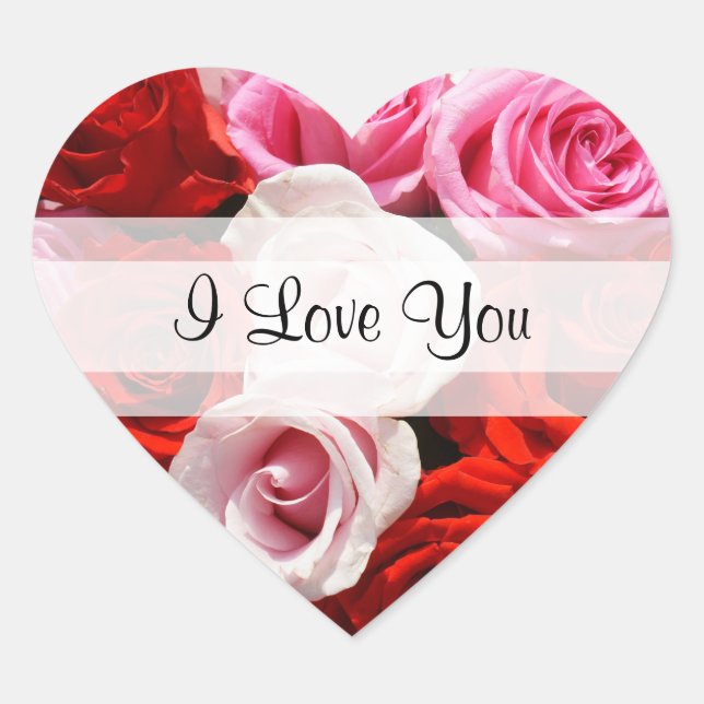 Sticker Cœur Roses personnalisés "Je t'aime" (Devant)