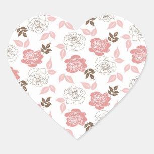 Sticker Cœur Roses roses