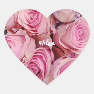 Sticker Cœur Roses roses roses romantiques florales