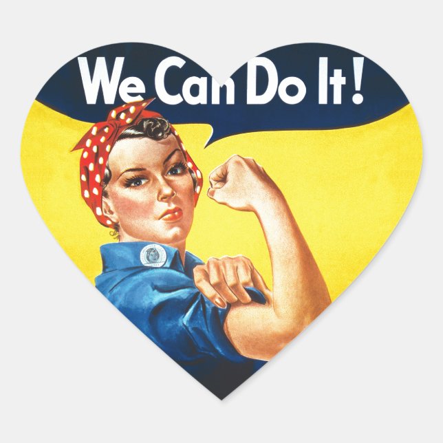Sticker Cœur Rosie le Riveter - "Nous pouvons le faire !" (Devant)