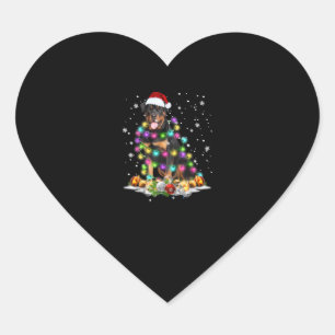 Sticker Cœur Rottweiler Père Noël Christmas Tree Lights Noël